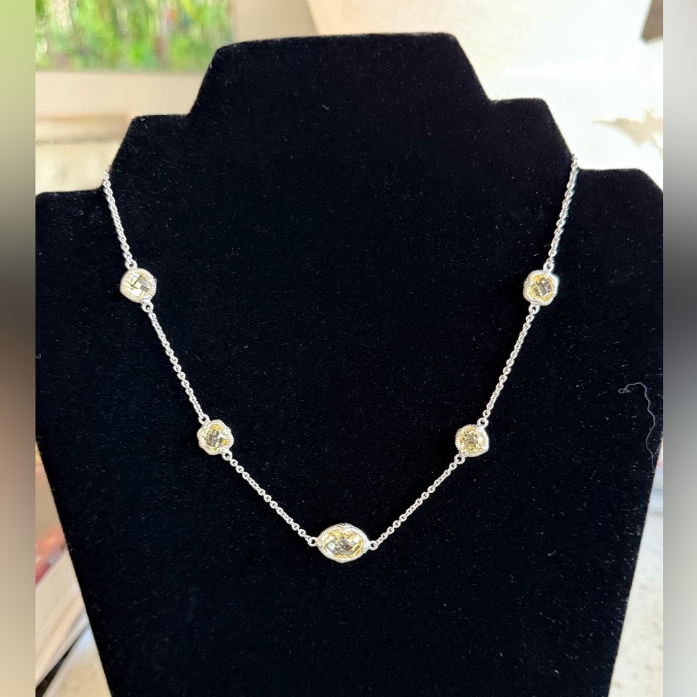 Judith Ripka Canary Yellow Station Necklace Sterling Silver GORGEOUS
